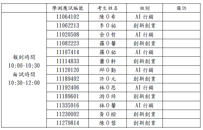 面試梯次